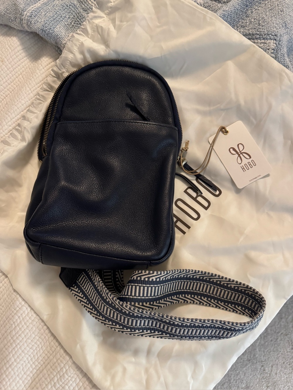 HOBO Leather Crossbody/Sling Bag in Navy Blue